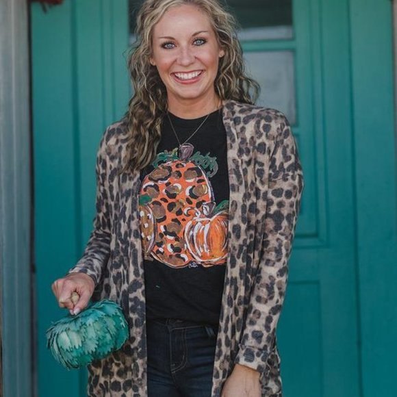 Leopard Print Duster Cardigan Long Sleeve Sweater Open Front Size Medium… - Picture 7 of 13